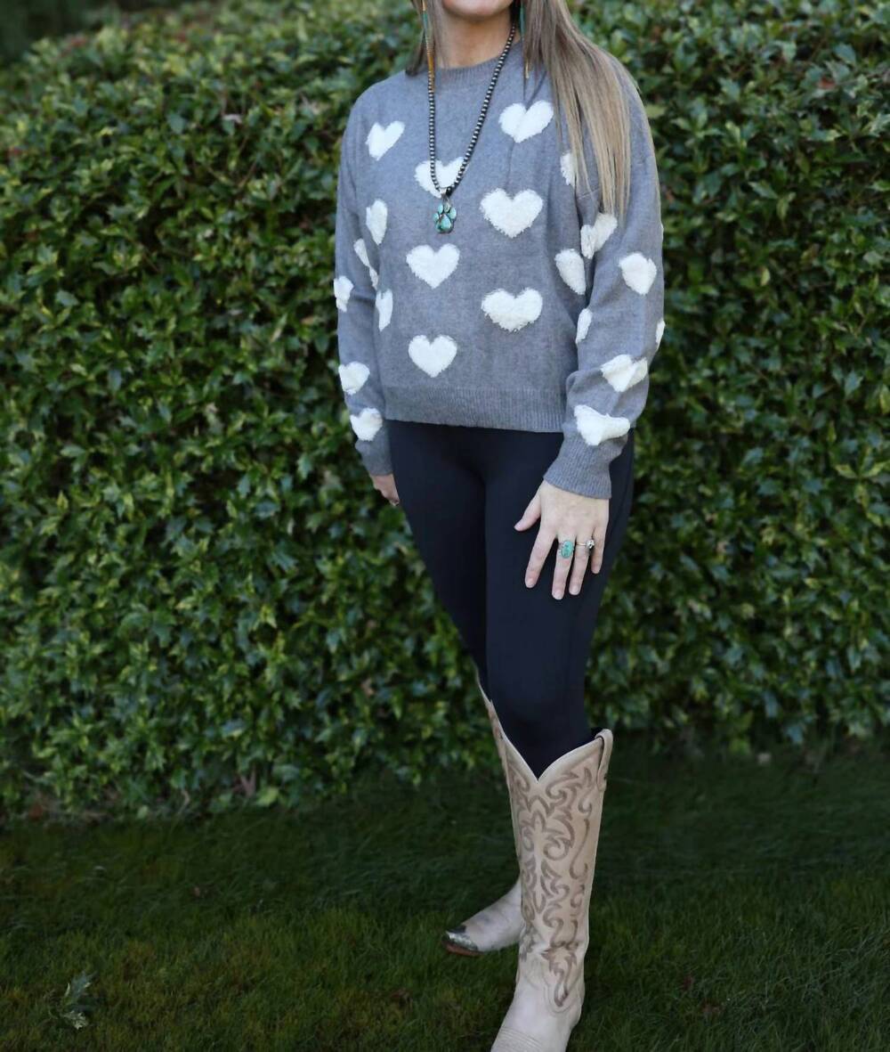 NEW ADORA heart sweater in gray